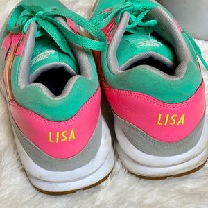 Nike Shoes | Nikeid Air Max Pink And Green Sneakers | Poshmark